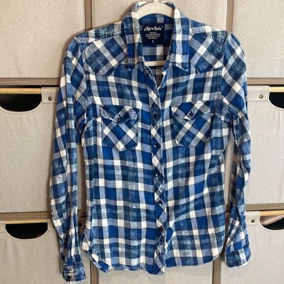 Chip Foster cotton plaid button down - Picture 1 of 5